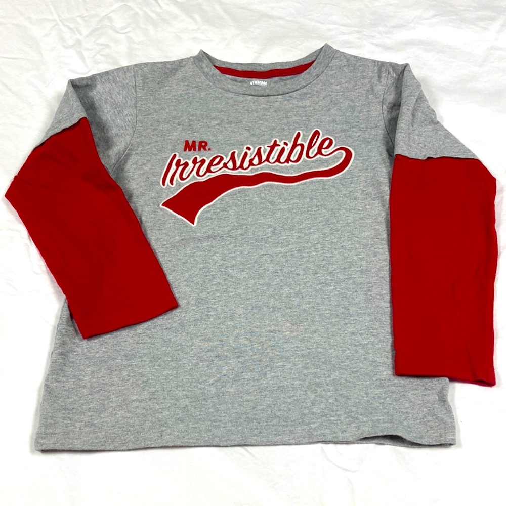 Gymboree boys gray and red Mr. irresistible embroidered long sleeve shirt size 7